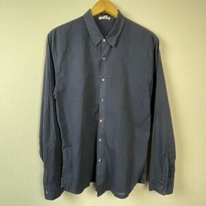 Standard James Perse Button Down Shirt Mens 2 Navy Blue Excellent MLC3408 Cotton